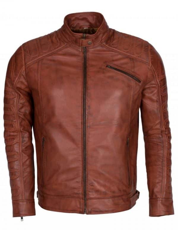 Men's Vintage Brown Biker Leather Jacket - US Leather Mart