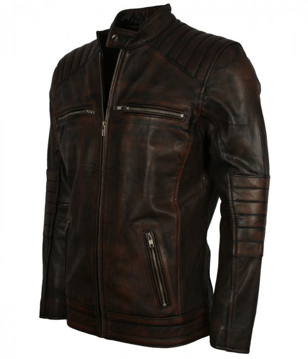 Men's Dark Brown Vintage Genuine Leather Jacket - US Leather Mart