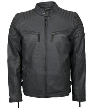 Men's Designer Grey Biker Leather Jacket - US Leather Mart