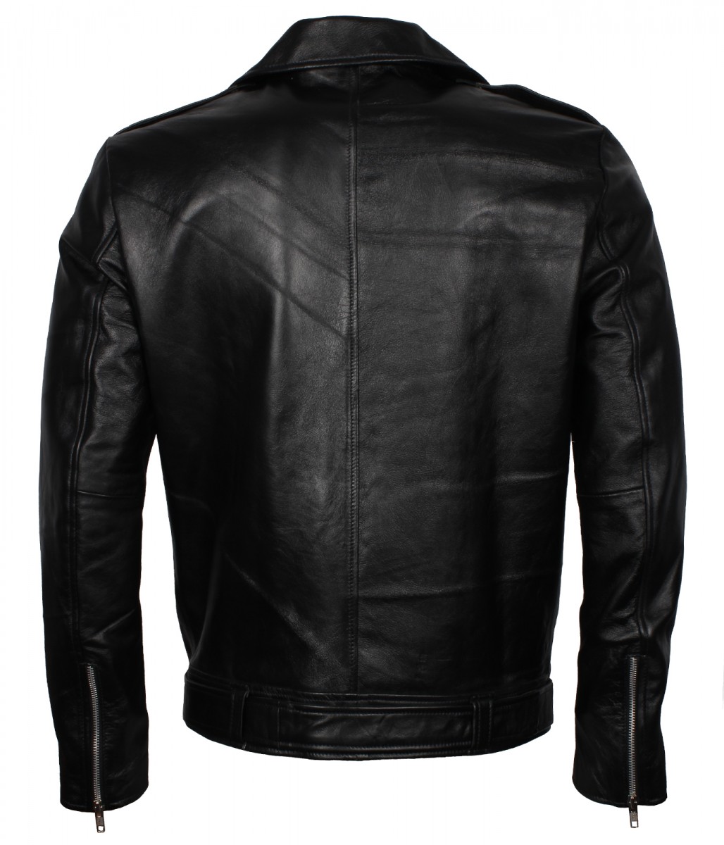 Biker Men's Black Geuine Leather Jacket - US Leather Mart
