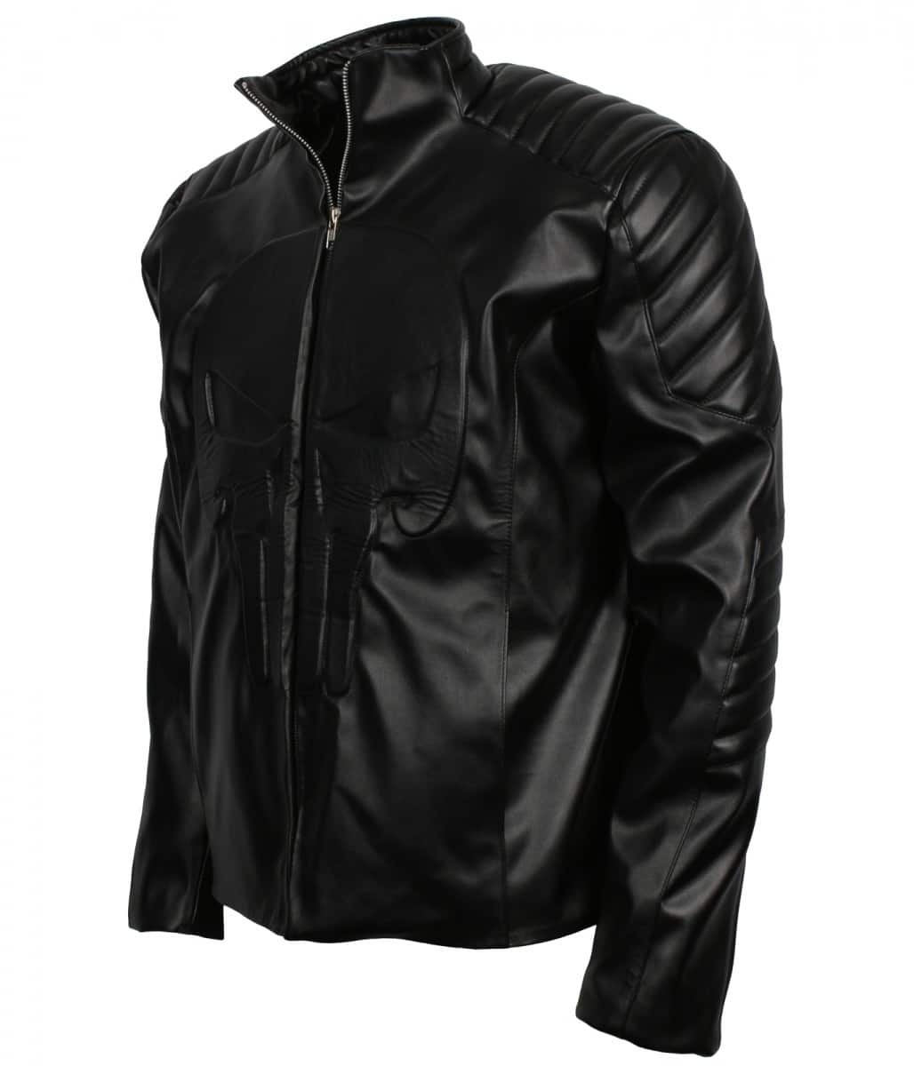 Punisher Men's Black Faux Leather Jacket - US Leather Mart