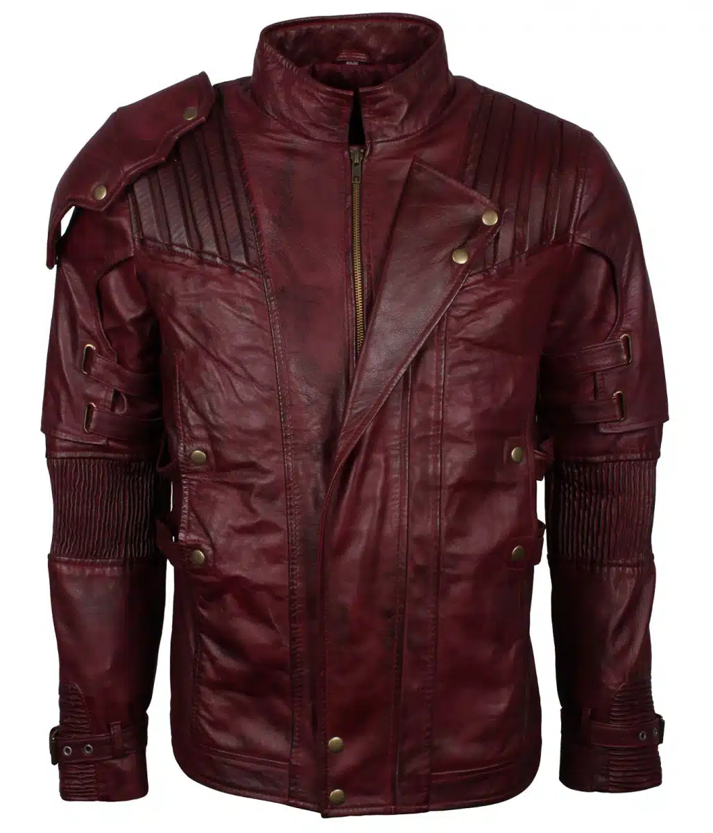 Maroon Star Lord Cosplay Leather Jacket