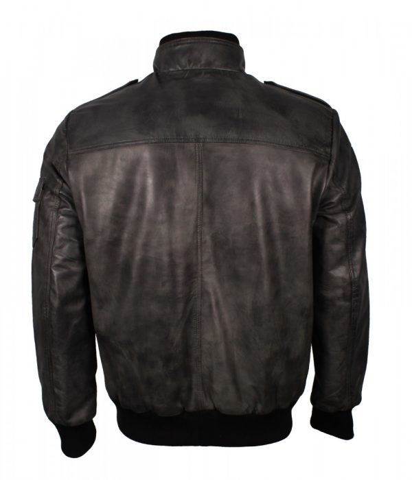 Grey Waxed Vintage Leather Jacket - US Leather Mart