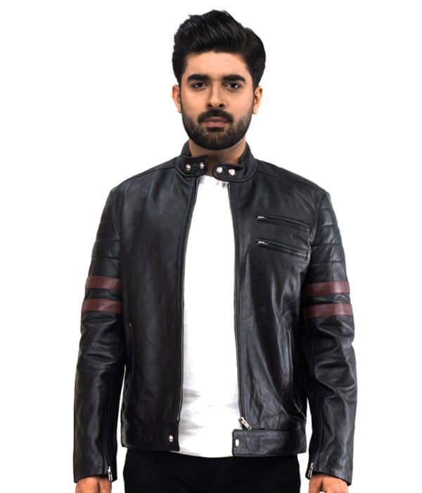 Stripes Classic Motorcycle Leather Jacket