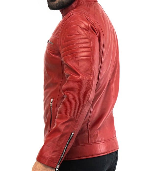 Red Motorcycle Rider Leather Jacket